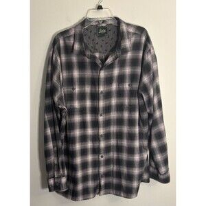 BIXBY NOMAD Gray Pink Plaid Flannel Shirt Men XXL Regular Fit Long Sleeve Button